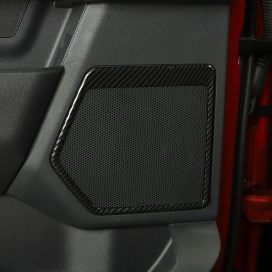 4xDoor Speaker Horn Frame Cover Trim Decor Bezels For Ford F150 21+ Carbon Fiber