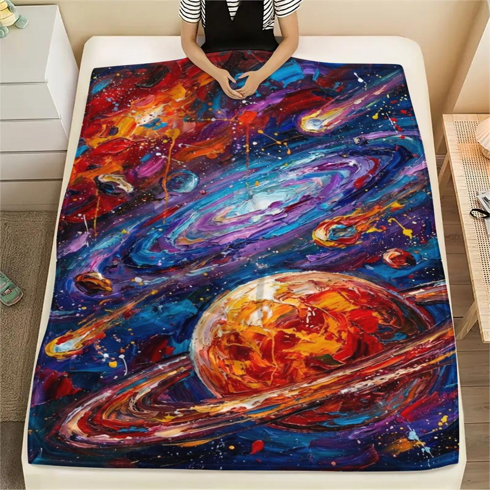 1 Stück Flanelldecke mit Weltraum-Print, Hohe Qualität, Bequem für alle Jahreszeiten, Heimdekoration, Wärme und Komfort, Perfekt für Weihnachtsgeschenke W161