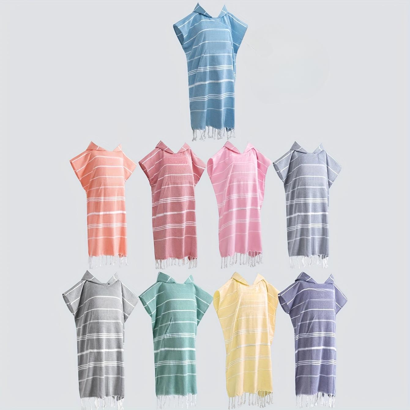 

1pc Hooded Bath Beach Towel Quick Dry Turkish Spa Wrap, Lightweight Polyester Blend Robe for Swimming, Surfing, Teenager синій