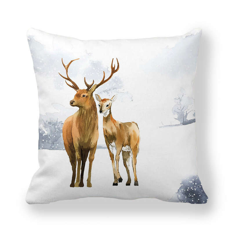 Icy And Snowy Animal Patterns Digital Printing Short Plush Pillow Covers For Car Sofa Office Cushion Cover Home Goods