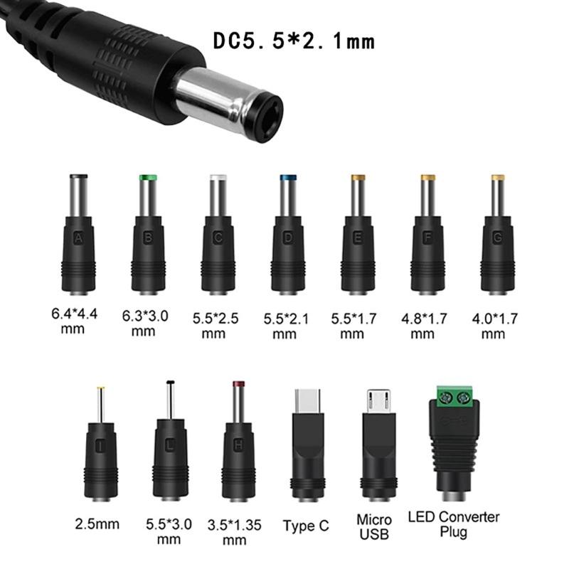 Universal USB to DC5.5mm Boostering Cable with 13 Adapters for Multiple Device Connection in Home Office and Travel