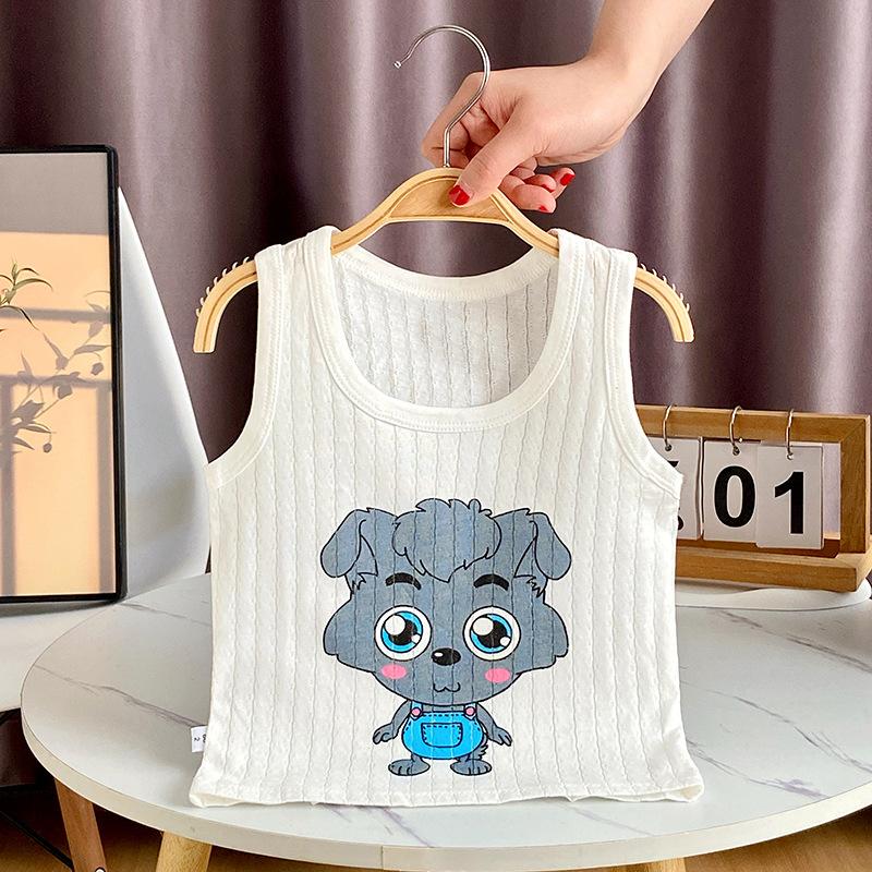 Children's Pure Cotton Vest Cartoon Girls' Summer Thin Suspender Boys' Pure Cotton Vest Baby Sleeveless Backing Vest