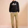 Fila CNY Fuzi Rabbit Co-Branded Series Logo Letter Pattern Print Loose Casual Knit Hoodie Unisex Tops Black F11U319205F-BK