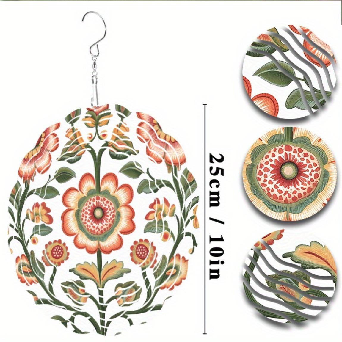 

Bohemian Floral Metal Wind Spinner Outdoor Hanging Ornament for Garden Patio Lawn Decor 360 Degree Rotation 01A