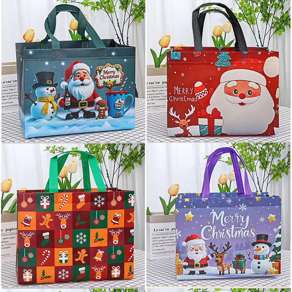 New Christmas Gift Bag Non-woven Santa Snowman Xmas Tree Tote Bags Candy Gift Packaging Bag Shopping Bag Xmas 2026 New Year Bags