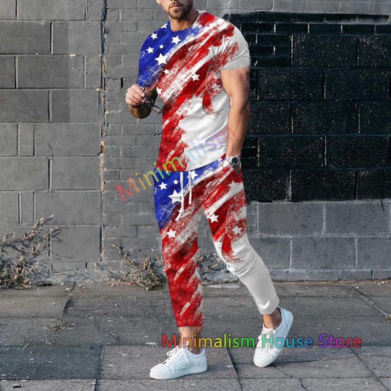 Poker J 3D Print Men Tracksuit Set Jogger Clothing For Man Casual Suit Short Sleeve Tshirts+Trousers 2 Piece Outfits Streetwear