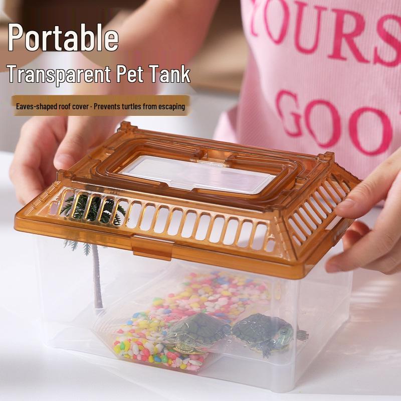 Medium Transparent Turtle and Goldfish Tank with Sealed Lid for Livestock