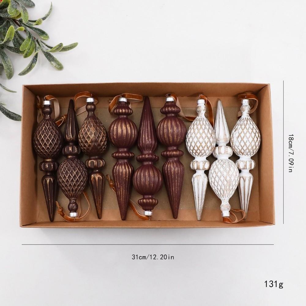 Plastic Material Hanging Pendant Decorations 9 Pcs/box Conical Christmas Pendants  For Wreath