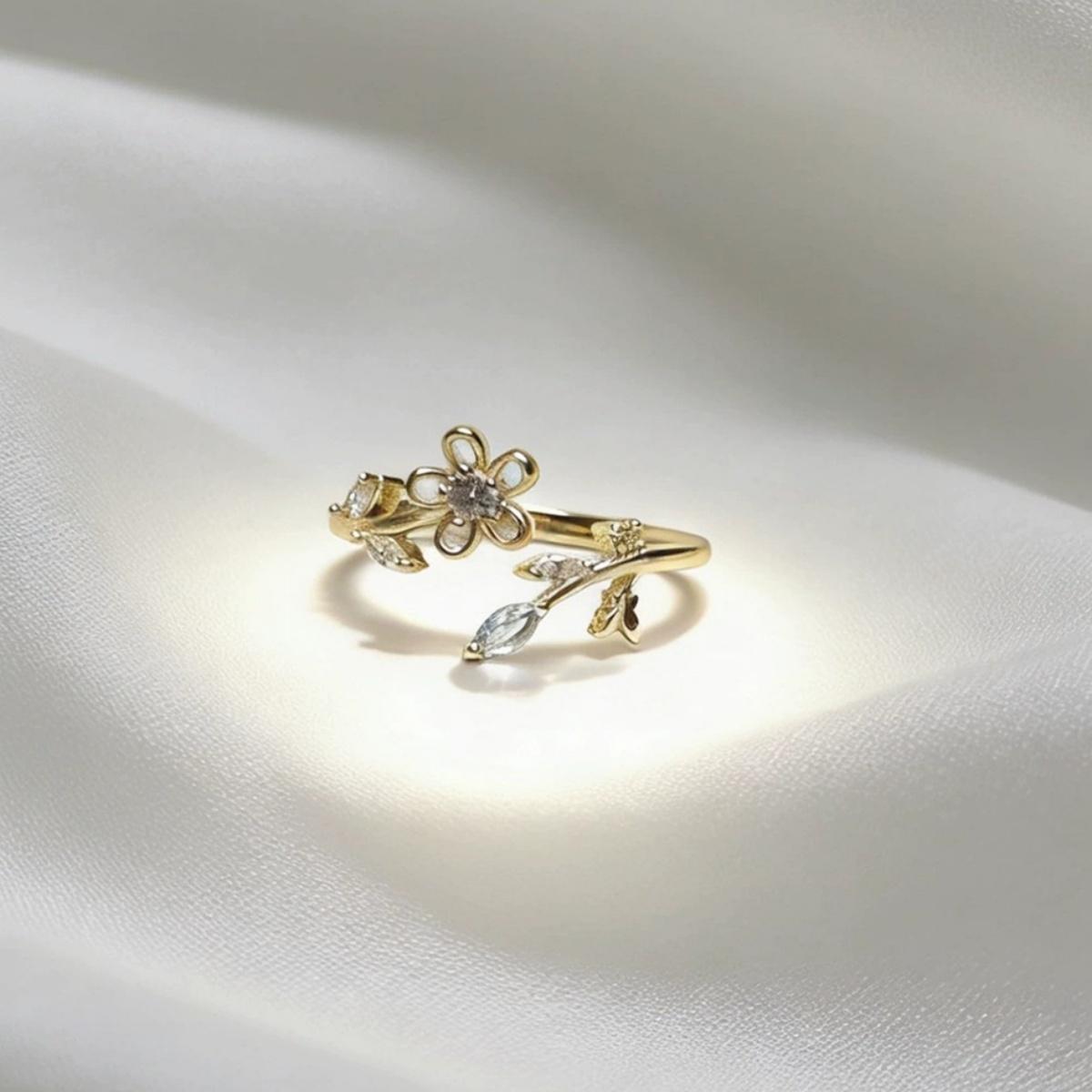 

Inlaid Cubic Zircon Flower Leaf Opening Rings For Women Men Trendy Luxury Floral Bowknot Leaf Butterfly Wedding Bands Jewelry