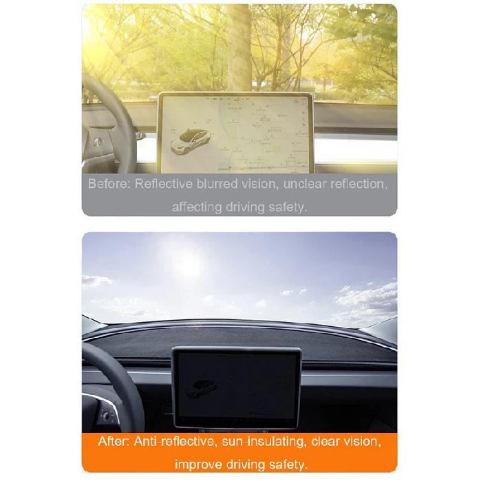 For Tesla Model 3 Highland Dashboard Cover Pad Sunshade Protector Dash Light-Proof Pad Rear Window Visor Mat Anti-UV Dash Mat