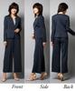 Pantsuit Pantsuit Jacket Kanoko Jersey Grayish Navy L [Nissen] Women's Suit Semi-wide (Collarless + Pants) (SOBODY Series) (New Size)
