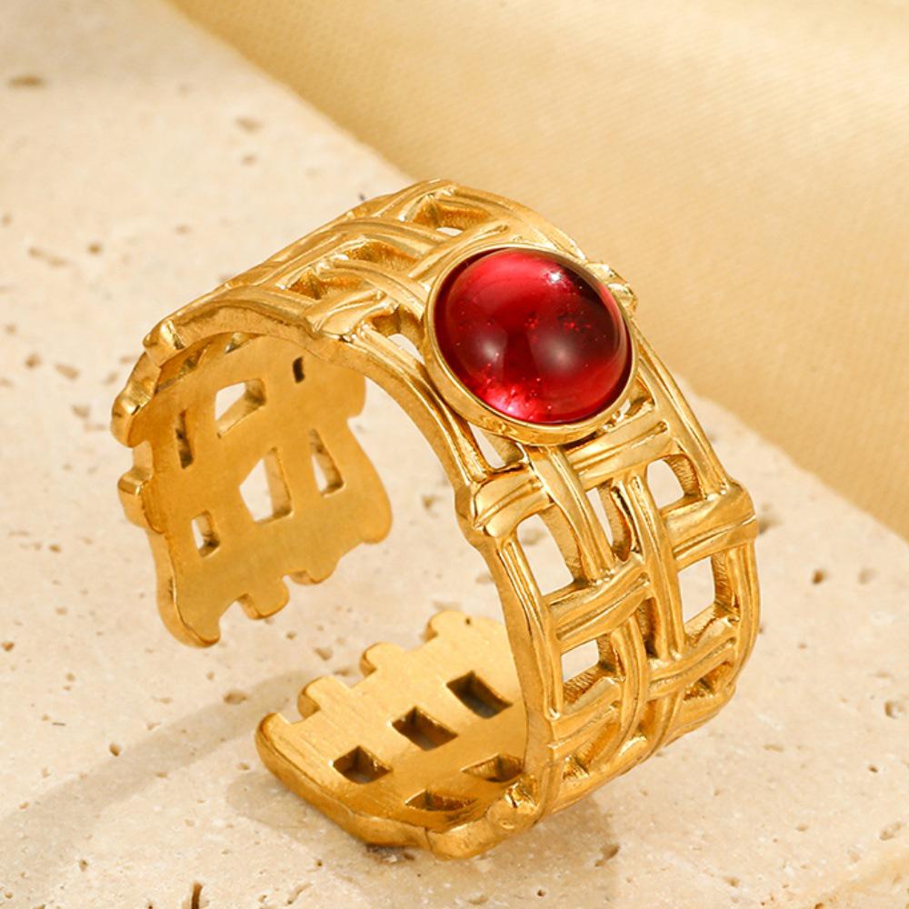 Bohemian Geometric Adjustable Stainless Steel Ring for Women - Non-Fading Fashion Jewelry