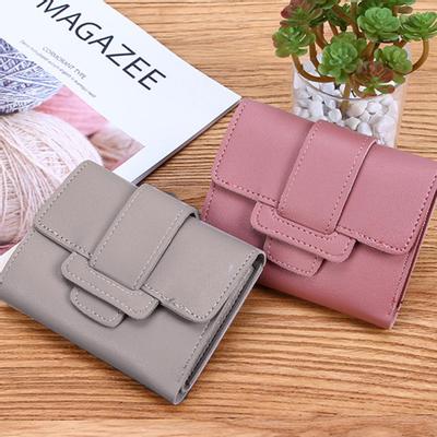 Fashion Women Solid Color Trifold Short Wallet Cash Card Holder Coin Purse Bag