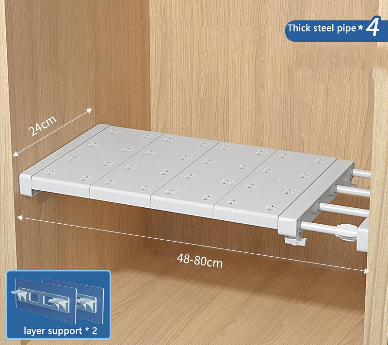 Adjustable Wardrobe Storage Shelves Wall Mounted Partition Layered Rack for the Wardrobe Closet Bathroom Retractable Organizer