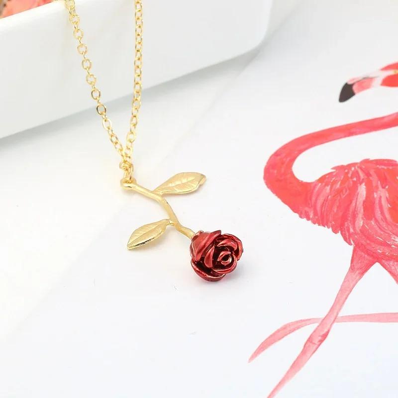2024 New Hot Selling Romantic Rose Necklace 3D Flower Luxury Pendant Necklace Chain Valentines Day Birthday Gift