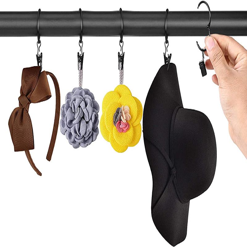 10Pcs Curtain Rings With Clips Metal Curtain Hooks Hangers Black Drapery Clips With Rings Curtain Accessories