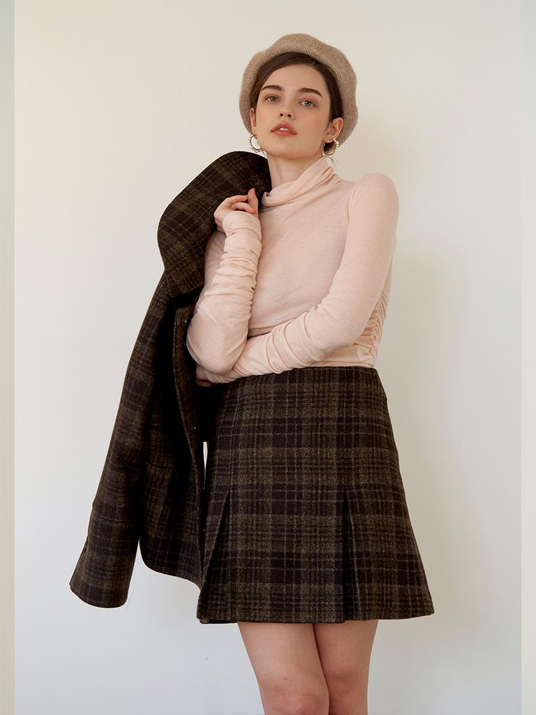 Dear Ryu Check Brownie Skirt