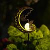 Solar Animal Garden Light, Moon Cat Bird Dog Solar Light with Metal Stake, Solar Powered Outdoor Animal Crescent Light for Patio Pathway Yard Decor