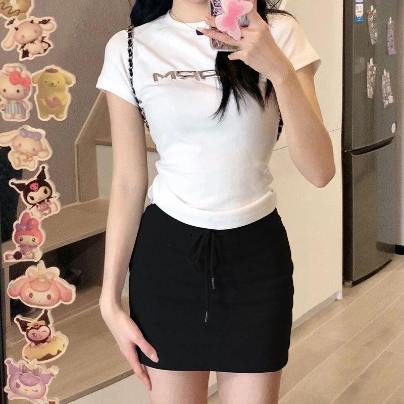 

Американский стиль Завышенная талия Похудение Мини Спортивная юбка-шорты для женщин L (52.5-60 kg) чёрный