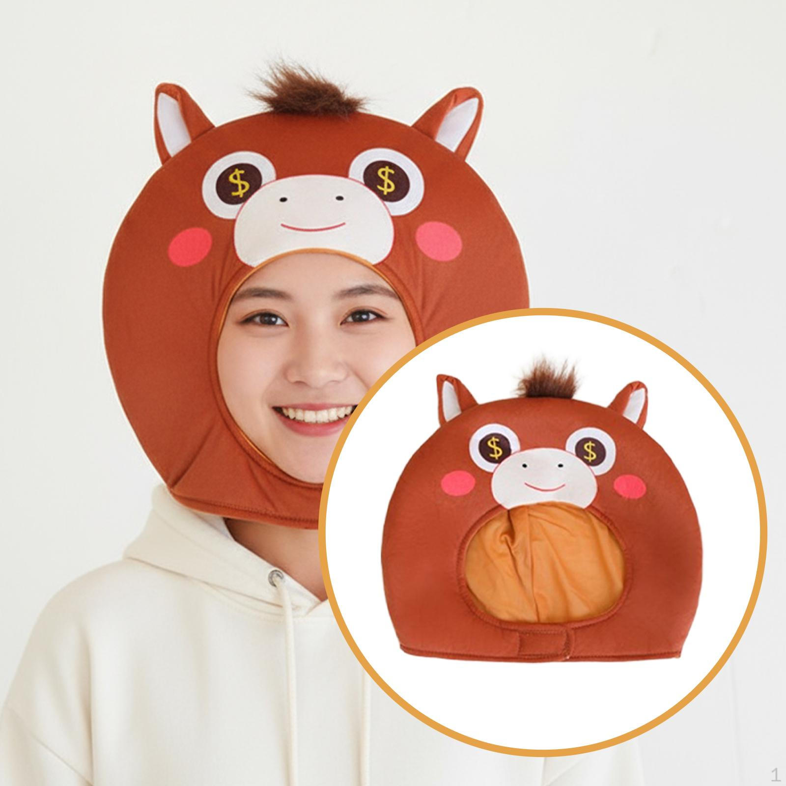 Horse Hat Cosplay Funny Costume Accessory with Soft Lightweight Design Suitable for Children Adults коричневый