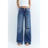 Vintage Low Waist Washed Ripped Wide Leg Jeans Loose Fit Fashion Denim Pants
