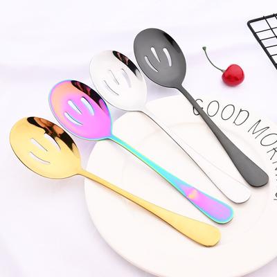 Salad Serving Spoon Set Stainless Steel Soup Spoon Colander Spoon for Dinner Household Public Dinnerware Kitchen Tableware