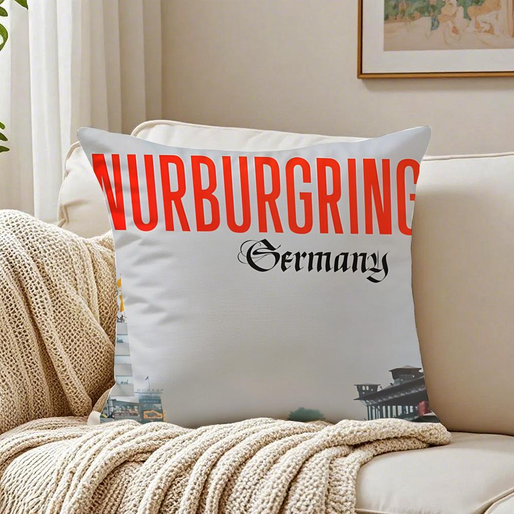 NNurburgringS Sport Car Cushion Cover Linen Pillowcase Soft for Sofa Bed Home Room Decor