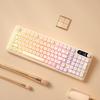BOW Hangshi Multi-Mode Backlit Bluetooth Keyboard with Lipstick Foundation Design for Women, Mechanical Feel, and Wireless/Wired Options