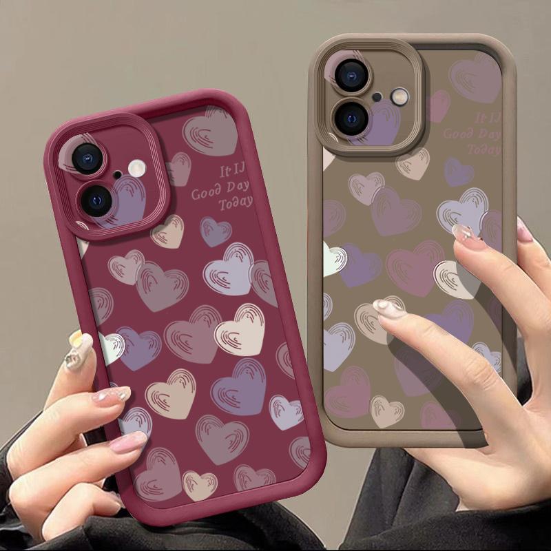 Cute Love Heart Phone Case For iPhone 16 Pro Max Shockproof TPU Soft Silicone Cover Coque For iPhone 15 Pro Max 14 13 12 11 Phone Case