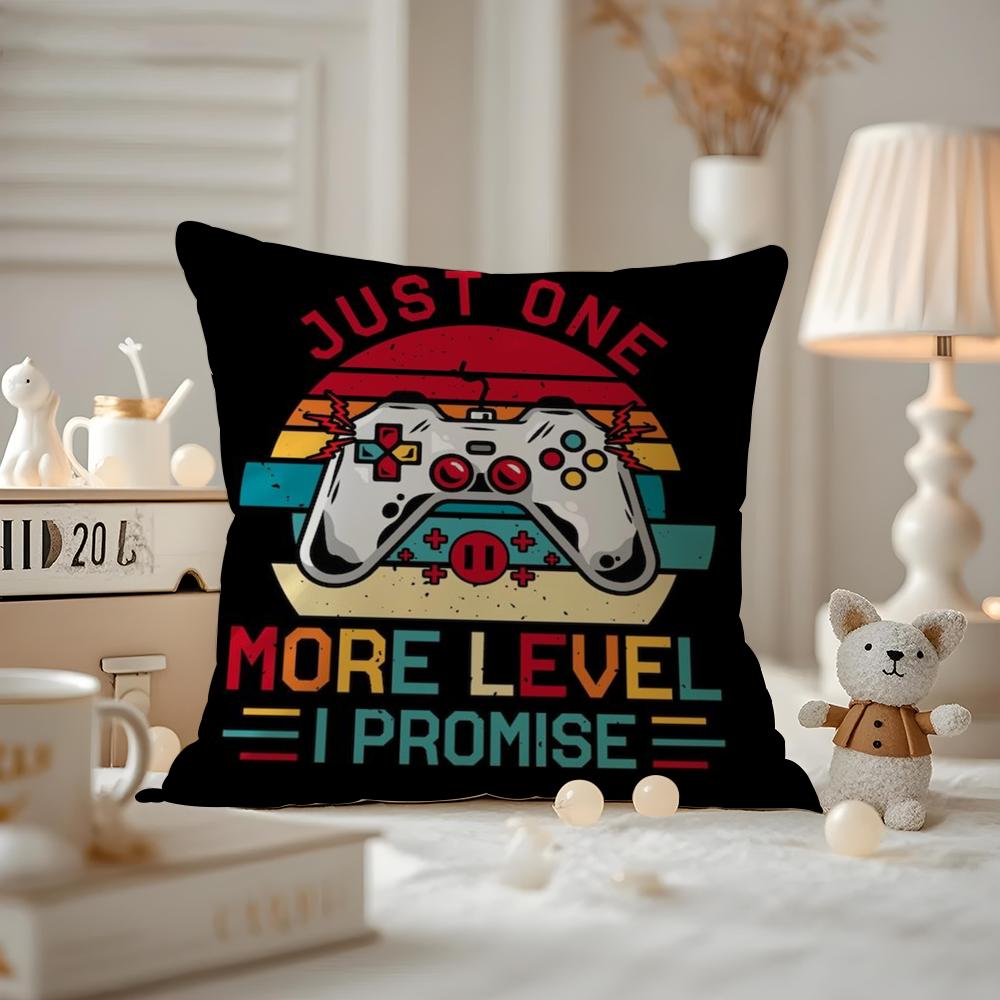 Colorful Graffiti Game Gamepad Cushion Cover Antidustmite Pillowcase Invisible zipper silky short plush Sofa cushion cover