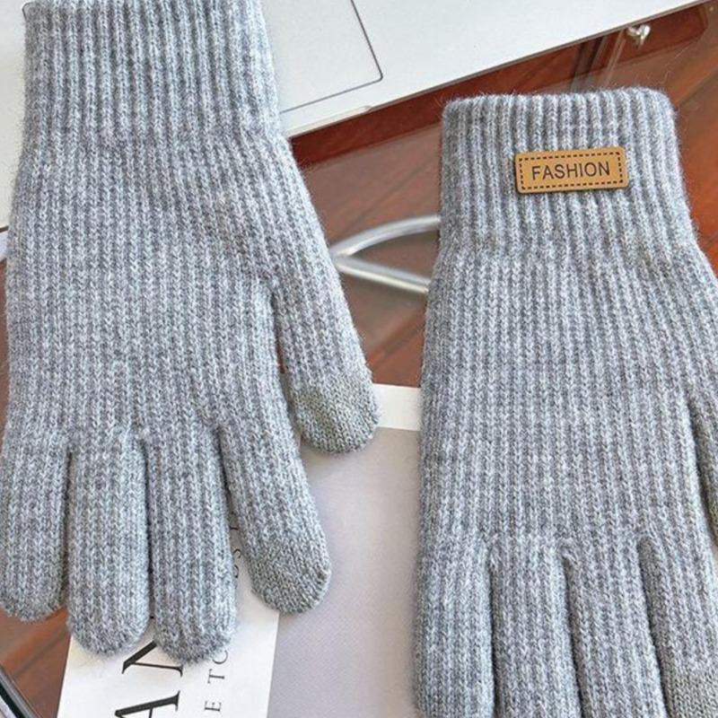 Gloves women's winter cute thickened warm riding electric car wool knitted gloves warm and cold riding