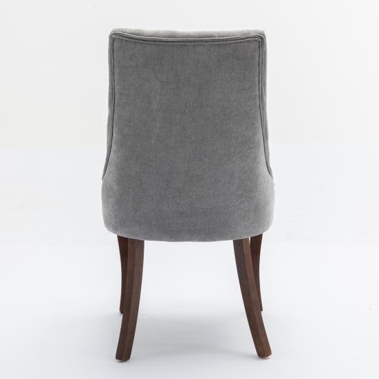 Accent Chair Rayon Cloth Flocking Linen Dining Chairs Channel Kitchen Dinner Comfy Fabric Upholstered Back for Room with Curved Solid Wood Legs,