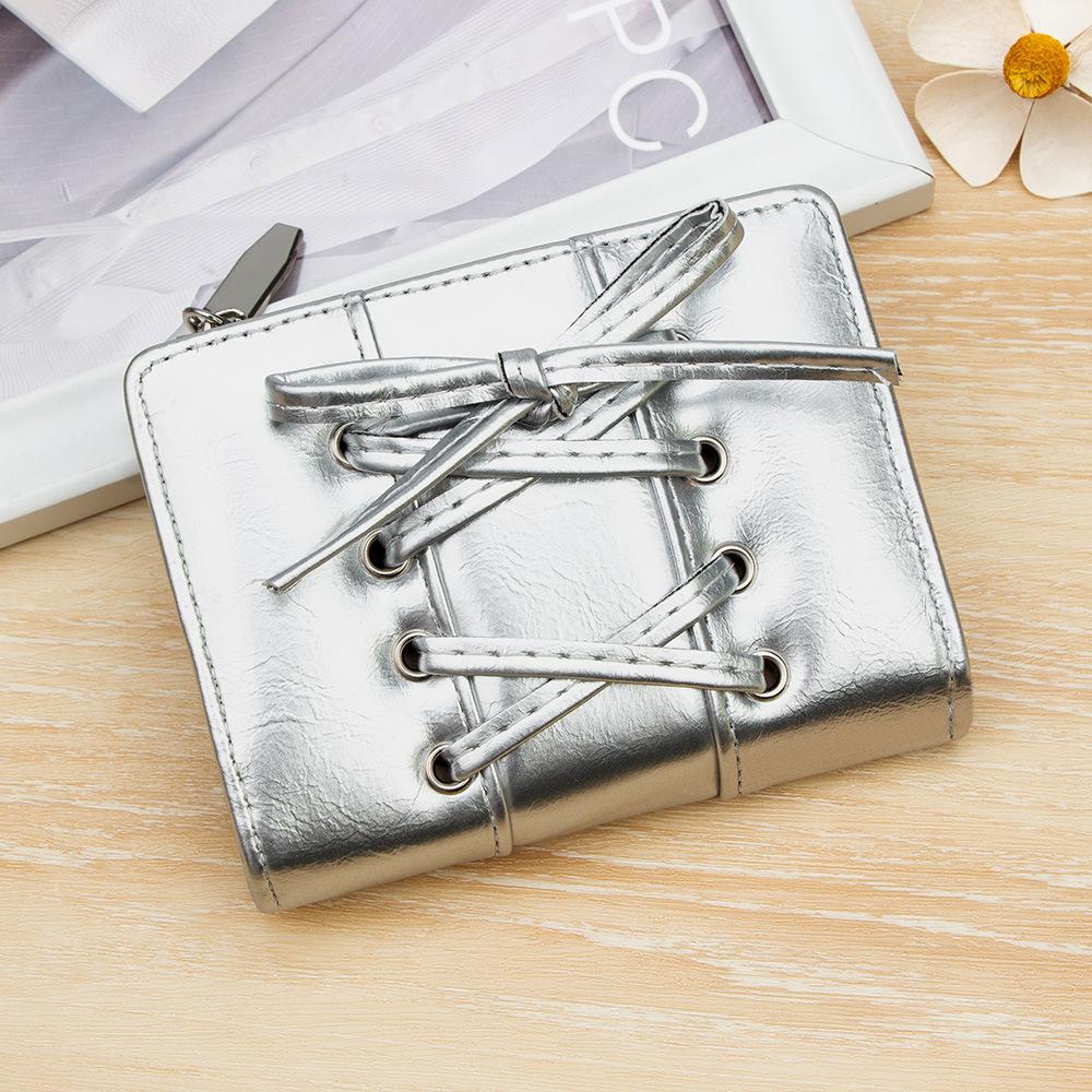 Korean Version of The New Simple and Versatile Bow Tie Zipper Buckle 20% Off Small and Exquisite Student Short Wallet Women