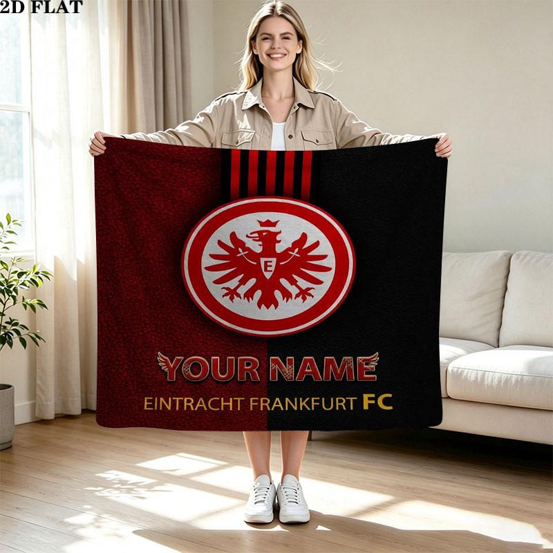 1PC Eintracht Frankfurt Custom Name Patterned Flannel Blanket Suitable For All Seasons for Home Decor Warmth and Comfort Gifts Holiday Present