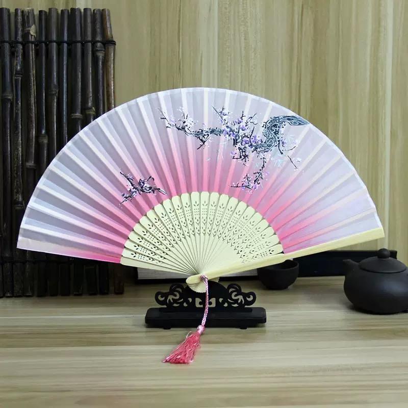 1pc-Multi-colored hand folding fan, bamboo folding fan, hand folding fan for church wedding gifts, party discount