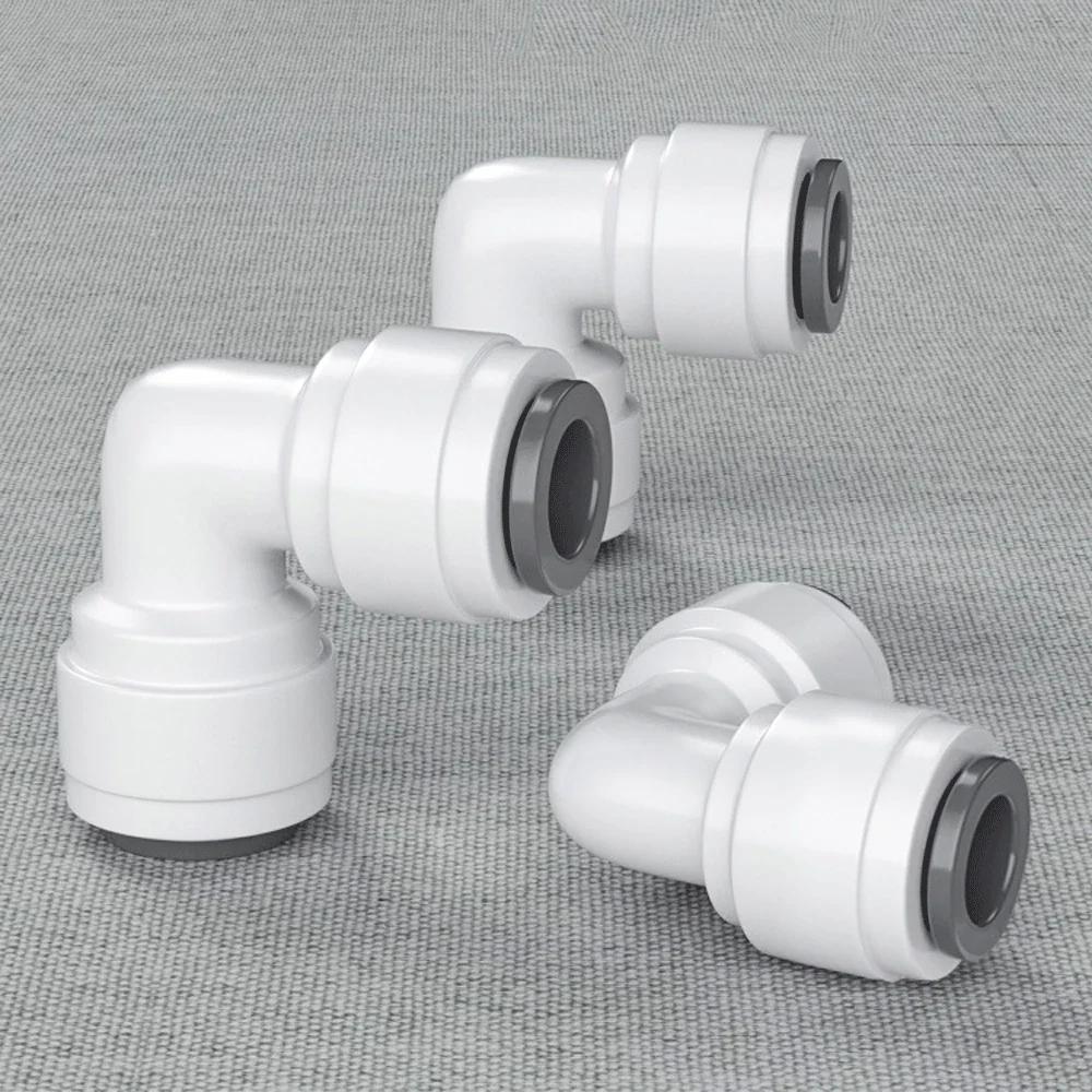 Fit 1/4" 3/8" OD Tube 90 Degree Elbow POM Quick Fitting Connector For Aquarium RO Water Filter Reverse Osmosis System