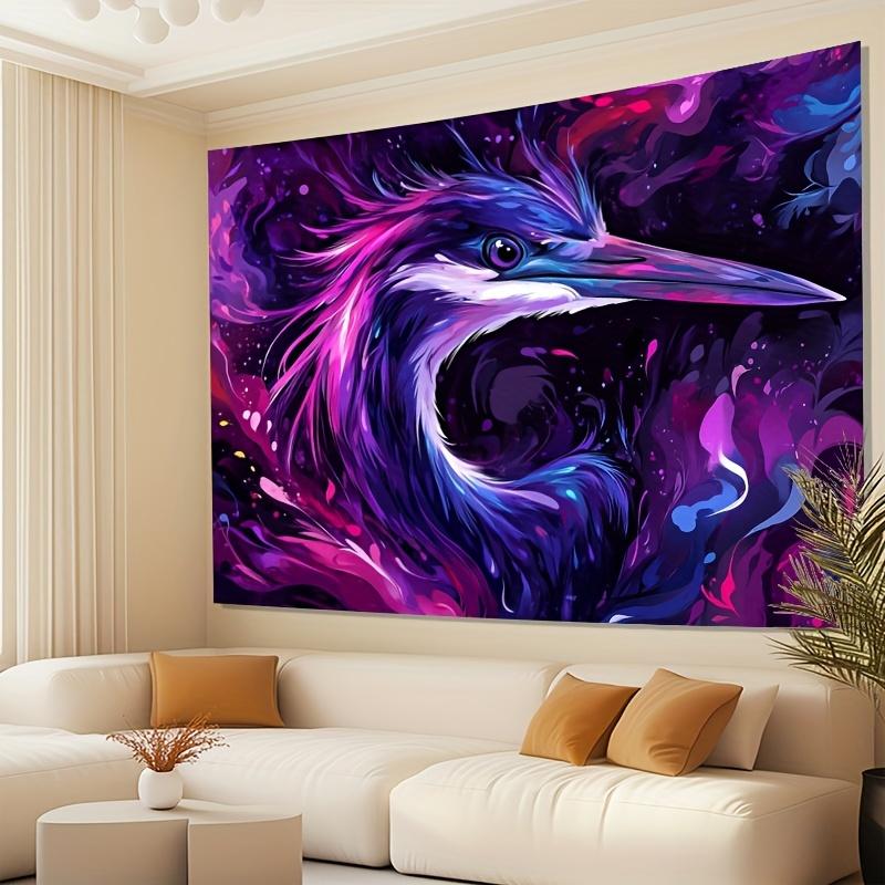 

Artistic StreetStyle Giant PurpleTailed Crane Tapestry Vibrant Polyester Wall Hanging Featherless Design for Bedroom 74x94cm(29x37in)