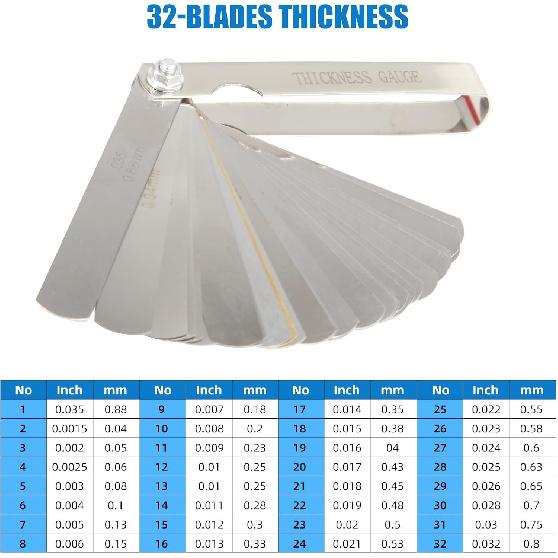 Spark Plug Gap Tool, Spark Plug Gapping Tool With 32 Blade Steel Feeler Gauge, Universal Spark Plug Gap Tool For Most 10Mm 12Mm 14Mm 16Mm Spark Plugs