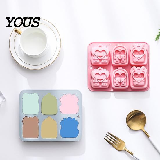 Nonstick Silicone Bakeware Backpack Mold, 6 Cavity School Bag Shape Baking Tool, Chocolate Jelly Candy Maker Durable Flexible Tray for And