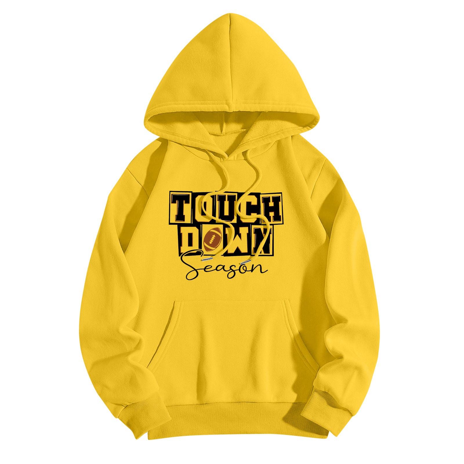 

Толстовки для девочек-подростков с длинным рукавом и принтом букв, повседневные графические толстовки с капюшоном, пуловер с завязками, симпатичная толстовка большого размера XL жёлтый