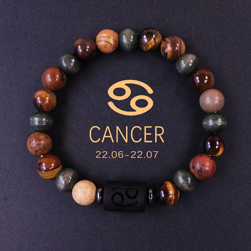 1PC 12 Zodiac Signs for Friends Lovers Stone Beaded Bracelet with Polished Natural Stone Adjustable Couples Friendship Minimalist