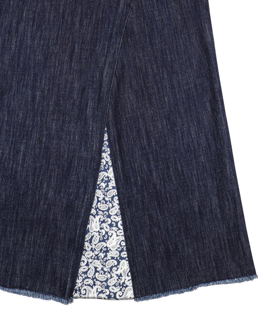 Monkey Flower Pants Remodeling Paisley Patch Long Denim Skirt/Sf7Wdp01F