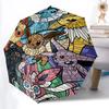 1 Stück Buntglas Pokémon Automatischer Faltregenschirm, Automatischer Faltregenschirm mit 8 Speichen, Praktisch für den Außenbereich 053