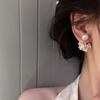 Real Gold Plated 925 Silver Needle Earrings, Natural Freshwater Pearl Flower Drop Earring, Elegant Floral Dangle Stud Earrings For Women Wedding Party