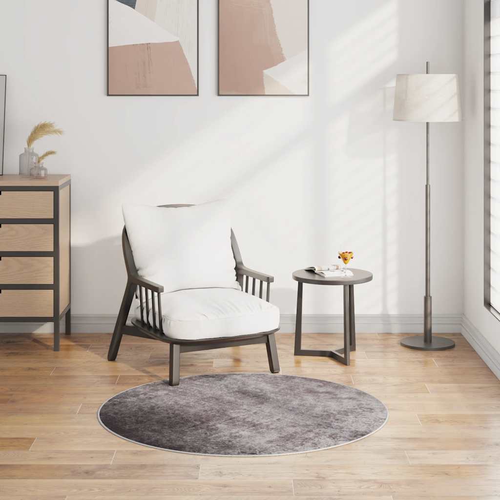 Washable Carpet Grey Ø120 Cm