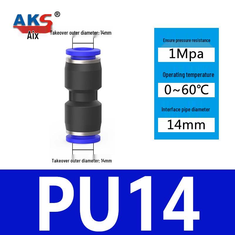 Pneumatic Nylon Air Hose Quick Connect Fittings: PU Straight, PY 5-Way, Cross 4-Way, PZA 3-Way, PE Connector with White/Blue Cap