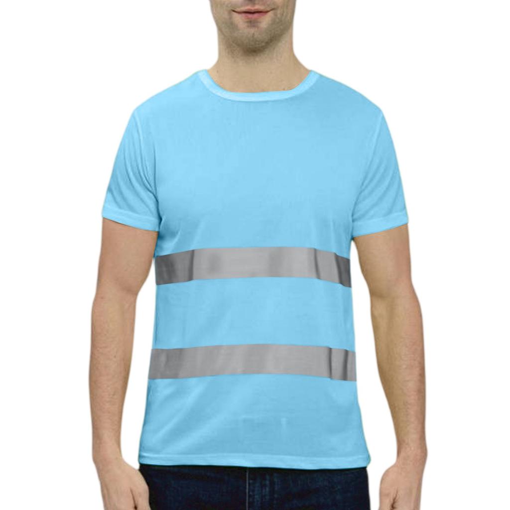 Men's Round-neck Quick-drying Reflective Outdoor Construction Environmental Sanitation Safety Building Labor Reflective Work Clothes Short-sleeved To