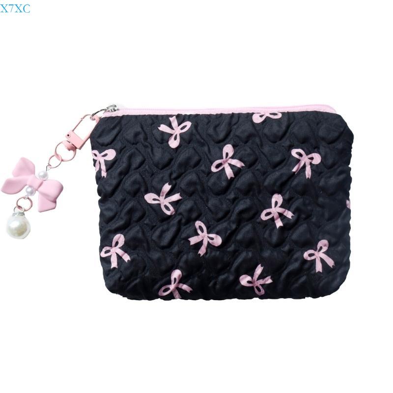 X7XC Travel Makeup Bag Cosmetic Bag Large Capacity Skincare Organisers Lovely Bows Makeup Storage Bag Aesthetic Toiletry Bag