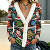 Women's Long Sleeve Christmas Print Top with -Trim Collar for Fall and Winter