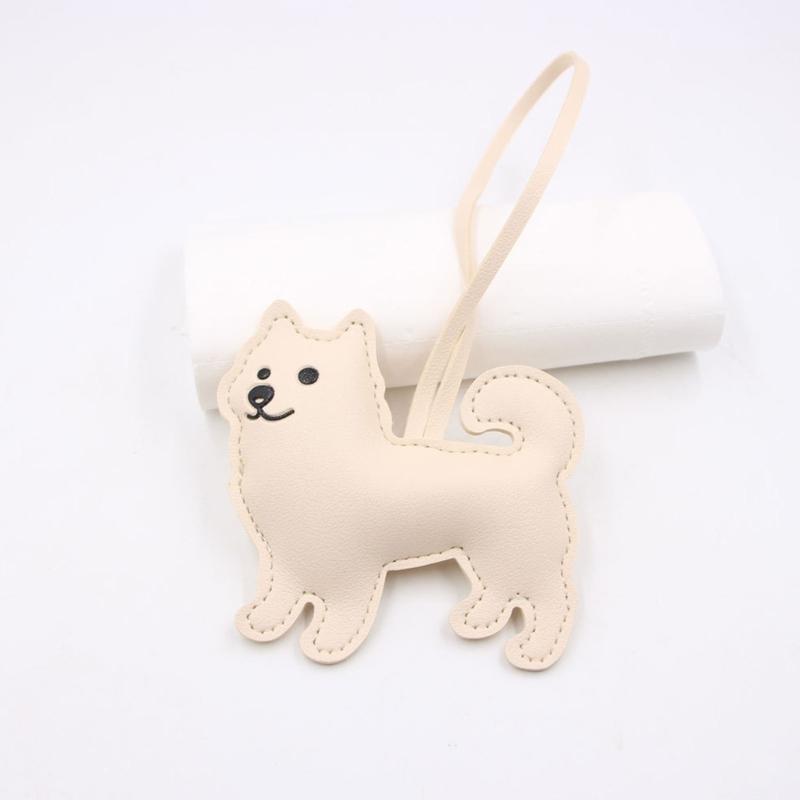 Chinese Pastoral Dog PU Leather Keychain Bag Charm Handbag Pendant Lightweight Accessory For Everyday Use